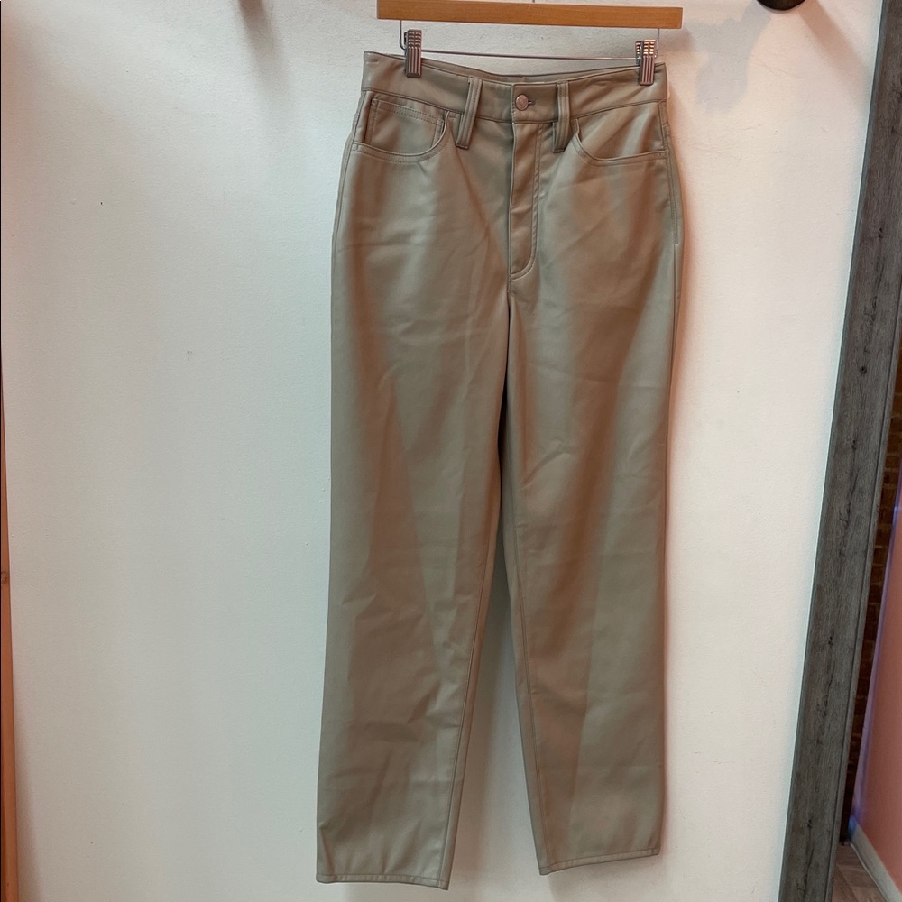 Madewell Beige Women's Faux Leather The Perfect Vintage Straight Pant
